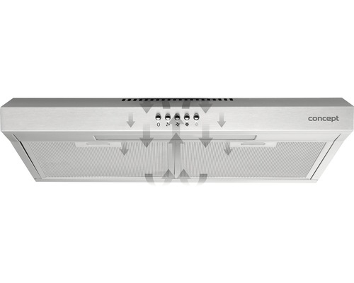 Odsávač pár s ovládacími gombíkmi a indikátormi prúdenia vzduchu