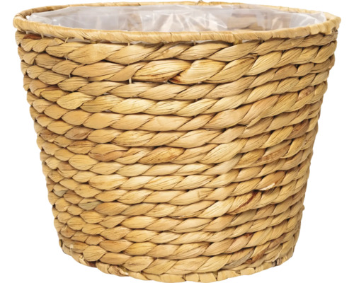 Prútený kôš na kvetináč z vodného hyacintu, 27 x 27 x 20 cm, hnedý Pletený kvetináč z prírodného materiálu s plastovou vložkou