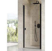 Sprchovací kút s čiernym rámom, hlavovou a ručnou sprchou