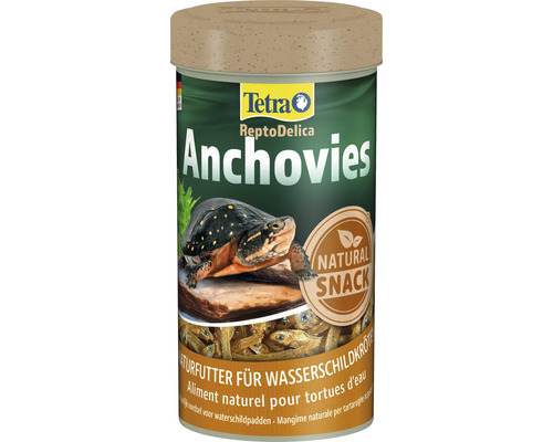 Doplnkové krmivo pre vodné korytnačky Tetra Repto Anchovies 250 ml Tetra ReptoDelica Ančovičky, prírodná desiata pre vodné korytnačky
