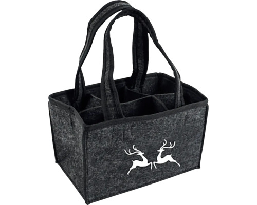 Plstená taška na fľaše so šiestimi priehradkami a motívmi jeleňov