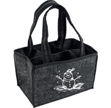 Plstený nákupný košík s priehradkami a motívom snehuliaka