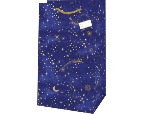 Darčeková taška so vzorom hviezd a darčekovým štítkom
