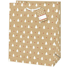 Darčeková taška so vzorom vianočného stromčeka a darčekovým štítkom