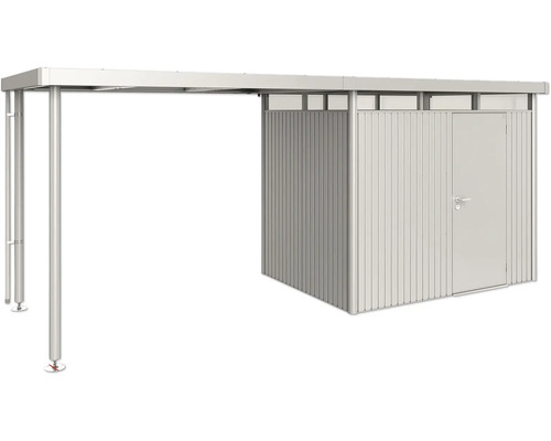 Prístrešok pre záhradný domček Biohort HighLine 2 vel. S 150x195 cm strieborný metalický Kovový prístrešok pre auto s úložným priestorom