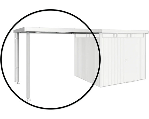 Prístrešok pre záhradný domček Biohort HighLine 3 vel. S 150x235 cm strieborný metalický Prístrešok pre auto s kôlňou na náradie