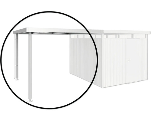 Prístrešok pre záhradný domček Biohort HighLine 5 vel. S 150x315 cm strieborný metalický Prístrešok pre auto s kôlňou na uloženie vozidiel a záhradného náradia