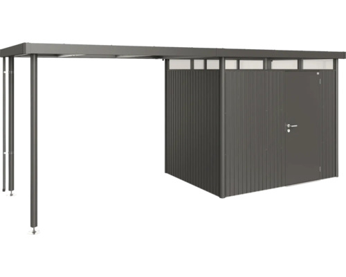 Prístrešok pre záhradný domček Biohort HighLine 2 vel. S 150x195 cm tmavo sivý metalický Záhradný domček s prístreškom