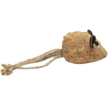 Hračka myš z korku s lanovým chvostom