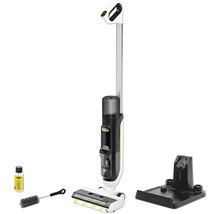 Čistič tvrdých podláh Kärcher s čistiacou a parkovacou stanicou, čistiacou kefou a čistiacim prostriedkom