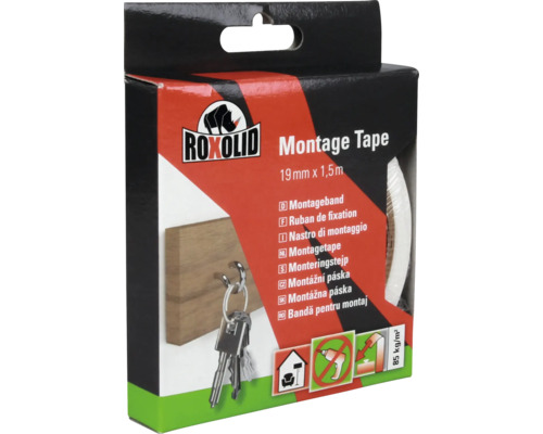 ROXOLID Montage Tape montážna páska biela 19 mm x 1,5 m Montážna páska Roxolid, 19 mm x 1,5 m, balenie
