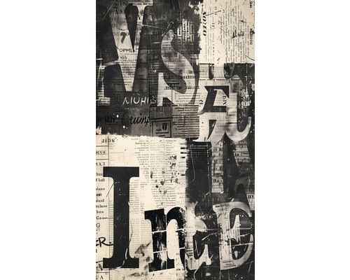 Vliesový panel Cosmo Living 791444, rolka 8,80x0,53 m Abstraktný obraz s výstrižkami z novín a písmenami