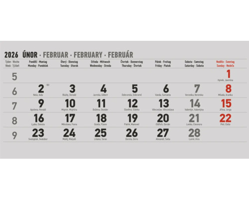 Kalendárový list február 2026