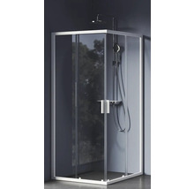 Rohová sprcha s posuvnými dverami a sprchovou hlavicou