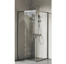 Rohová sprcha s posuvnými dverami a sprchovou hlavicou