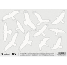 Dvanásť samolepiek na ochranu vtákov pred nárazom do skla