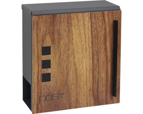 Poštová schránka s dreveným dekorom a priehľadnými okienkami