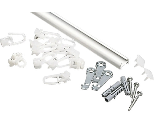 Koľajnička na záclony 1-drážková VI biela, 300 cm, komplet Záclonová lišta s príslušenstvom na montáž
