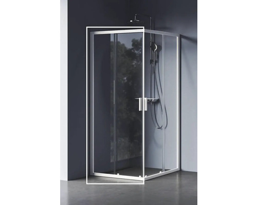 Sprchový kút s rohovým vstupom RAVAK Blix II 120 cm farba rámu biela dekor skla číre sklo 1XMG0E00Z1 Sprchovací kút s posuvnými dverami a sprchovou súpravou