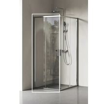 Rohová sprcha s posuvnými dverami a sprchovou armatúrou