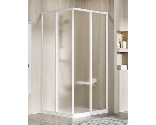 Rohová sprcha so satinovaným sklom a rámom