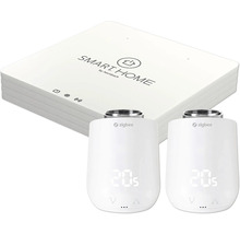 Centrála inteligentnej domácnosti Hornbach s dvoma termostatickými hlavicami radiátorov