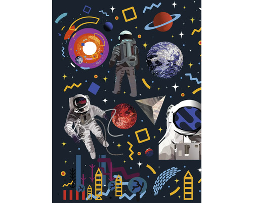 Obraz na plátne Astronauts 50x70cm Ilustrácia s astronautmi, planétami a geometrickými tvarmi vo vesmíre
