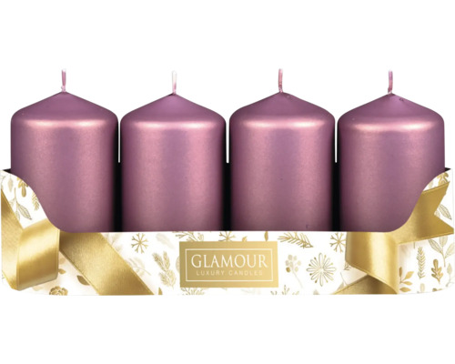 Sviečky adventné metalické Ø 5 cm matne ružové 4 ks Štyri sviečky v zväzku