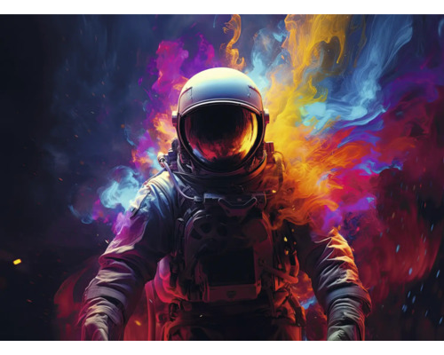 Obraz na plátne Astronaut 70x50cm Astronaut s helmou a skafandrom na farebnom pozadí.