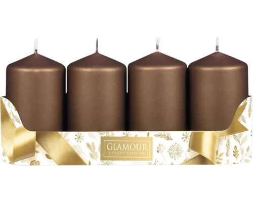 Sviečky adventné metalické Ø 5 cm matne hnedé 4 ks Štyri sviečky v obale