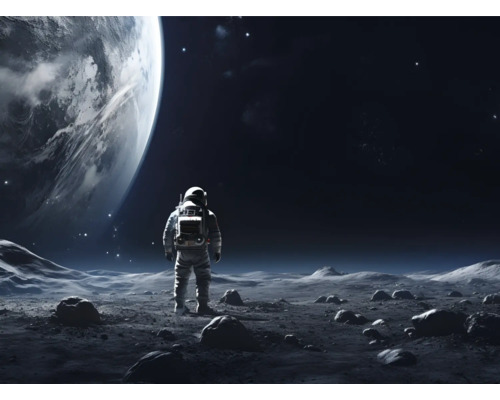 Obraz na plátne To the moon 70x50cm Astronaut na mesačnej krajine s výhľadom na Zem