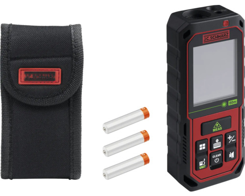 Laserový diaľkomer s puzdrom a batériami