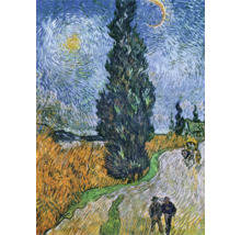 Maľba krajiny s cyprusmi, hviezdami a postavami