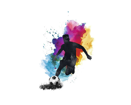 Obraz na plátne Football 50x70cm Ilustrácia futbalistu s futbalovou loptou na farebnom pozadí