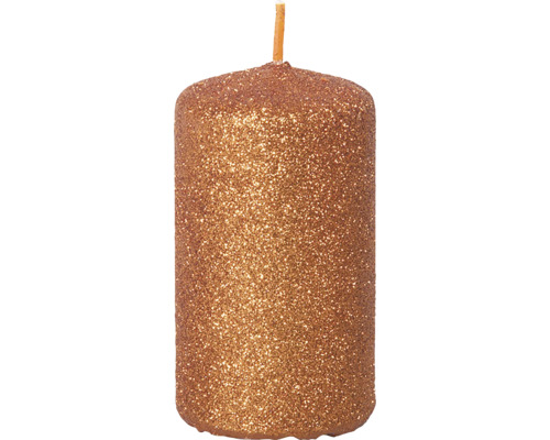 Sviečky adventné metalické Ø 5 cm lesklé oranžové 4 ks Trblietavá stĺpová sviečka