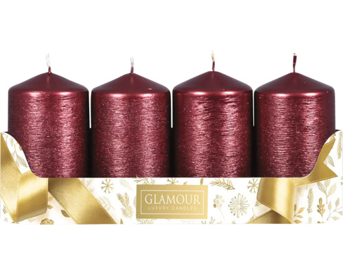 Sviečky adventné metalické Ø 5 cm matne fialové 4 ks Štyri sviečky v balení