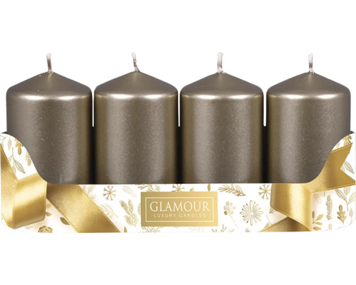 Sviečky adventné metalické Ø 5 cm lesklé sivé 4 ks Štyri sviečky v darčekovom balení