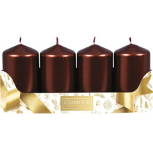 Štyri hnedé stĺpové sviečky vo sviatočnom balení