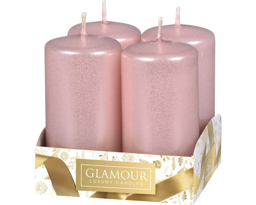 Sviečky adventné metalické Ø 4 cm lesklé ružové 4 ks Štyri sviečky v balení