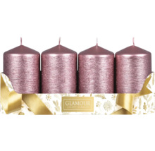 Štyri valcové sviečky v ozdobnom balení