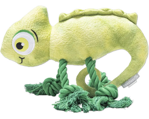 Plyšový chameleon s povrazovými nohami ako hračka