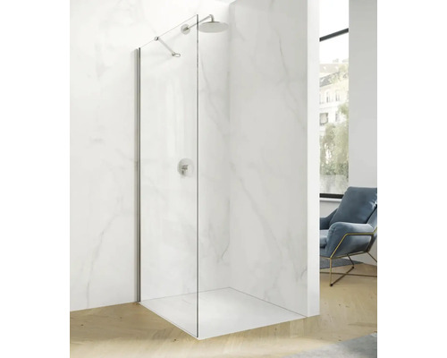 Walk In Hüppe Astra 120 cm farba rámu strieborná dekor skla číre sklo HUPPE PX0205.069.322 Sprchovací kút s presklenou stenou a hlavovou sprchou
