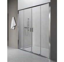 Sprchovací kút s posuvnými dverami a držiakom na uteráky