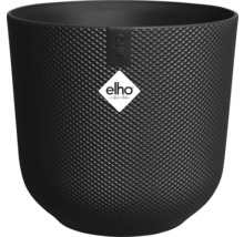 Čierny kvetináč s kosoštvorcovým vzorom a logom Elho