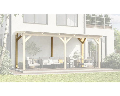 Drevená pergola pri dome s terasou