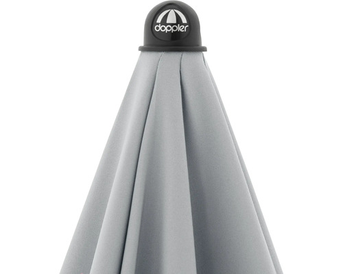 Detailný pohľad na slnečník s logom Doppler