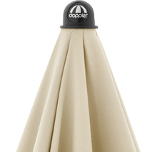 Detailný pohľad na slnečník s logom Doppler