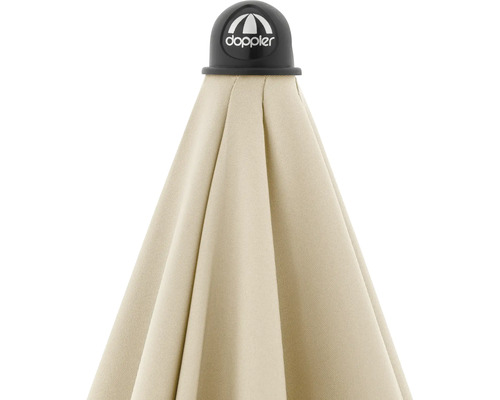 Detailný pohľad na slnečník s logom Doppler