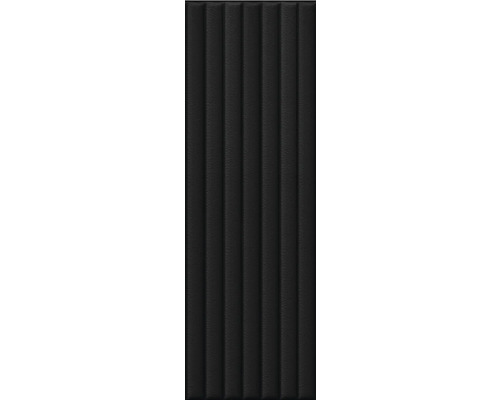 3D panely na stenu samolepiace Mini s koženým vzhľadom, čierne 76 x 22,5 cm Čierny panel s vertikálnymi rebrami