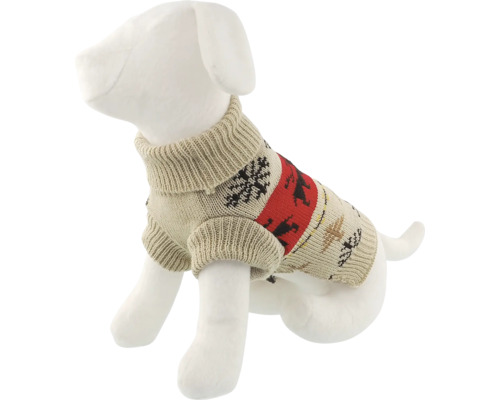 Sveter pre psov Dog Fantasy Winter Tale Vianočný pletený so sobmi XS 20cm Svetr pre psa so vzorom